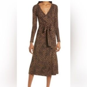 GOOD AMERICAN Size 1 Small Daynight Leopard Midi Wrap Dress
